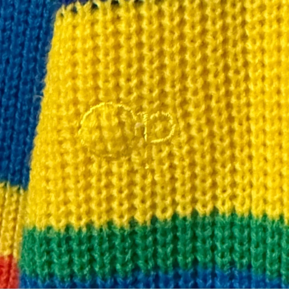 Vintage OP Ocean Pacific 70s 80s Rainbow Striped Crewneck Knitted Sweater Surf M